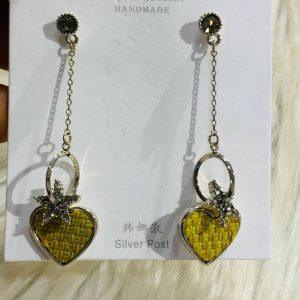 Hanasui Handmade Heart Drop Earrings with Star Accent