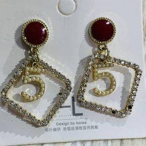 Luxury “Number 5” Crystal Drop Earrings