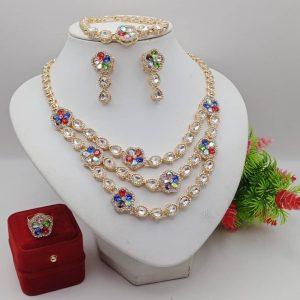 Gold-Plated Multi-color Crystal Jewelry Set