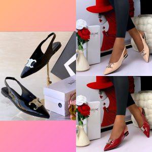 Luxury Pointed Sling-back Flats with Metallic Accent