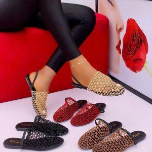 Woven Net-Mule Sling-back Flats
