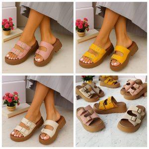 Double-Strap Platform Slide Sandal