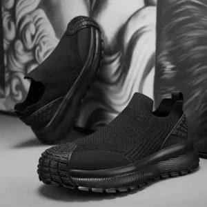 All-Black Slip-On Knit Sneaker