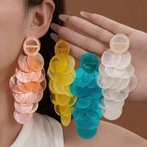 Radiant Multi-Layer Shell Disc Statement Earrings