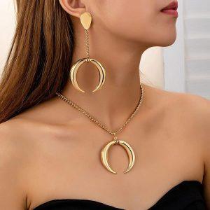 Elegant Gold Crescent Statement Jewelry Set