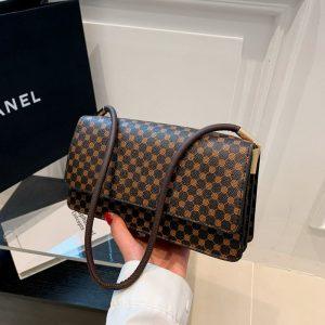 Quality Brown Checkered Crossbody/Shoulder Bag