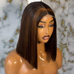12inches Skunk Stripe Honey Blonde Highlight Bob Wig