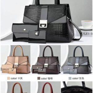 Premium Elegant 3-in-1 Croc-Texture Handbag Set