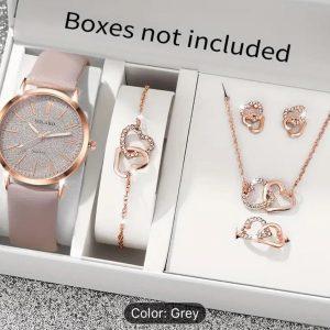 6-Piece Women’s Luxury Watch And Jewelry Gift Set