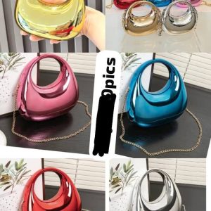 Luxury Glossy Mini Statement Bag with Chain Strap