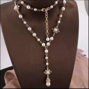 Elegant Layered Pearl Drop Necklace