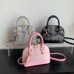 Elegant Floral-Embossed Mini Dome Handbag
