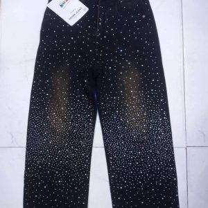 Premium Studded Black Baggy Denim Jeans