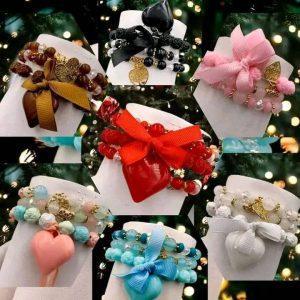 Luxury Bow-Charm Beaded Bracelet Set