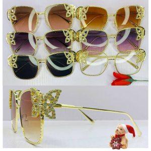 Luxury Crystal Butterfly Rimless Sunglasses