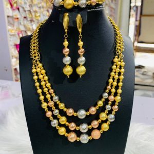 Luxury Multi-Layer Gold-Tone Beaded Jewelry Set