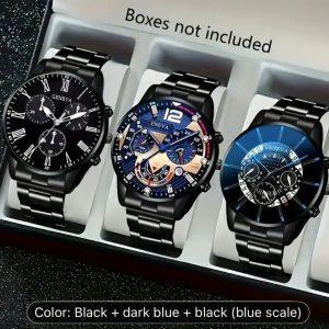 Men’s Luxury Chronograph-Style Wristwatch Set