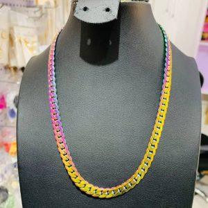 Non-Tarnish Rainbow Cuban Steel Necklace