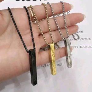 Unisex Stainless Steel Bar Necklace