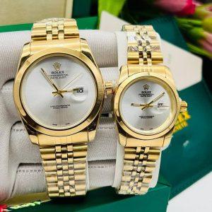 Premium Luxury Gold Couple Rolex Wristwatch Set