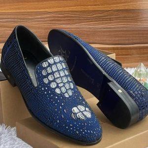 Luxury Men’s Crystal-Studded Loafers