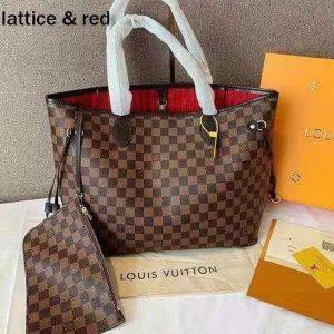 Luxury Checkered Tote Handbag with Detachable Pouch