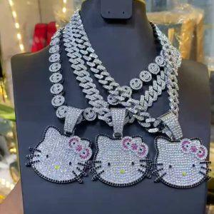 Iced-Out Cat-Face Pendant Chain – Bold Street Luxury Edge