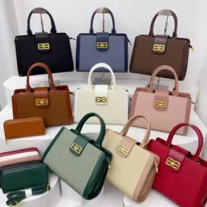 Elegant Structured Top-Handle Handbag Set
