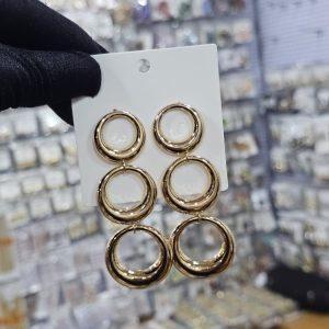 Elegant Gold-Tone Triple Hoop Drop Earrings for Women