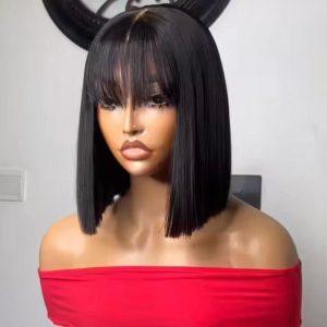 Sleek Bob Fringe Closure Wig – Natural Straight Finish
