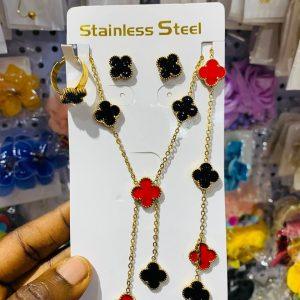 Elegant Stainless Steel Clover Jewelry Set