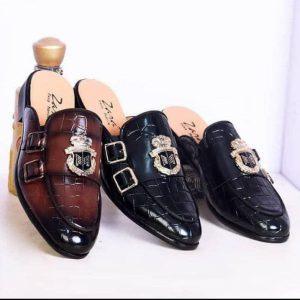 Men’s Luxury Crocodile-Pattern Half Shoes