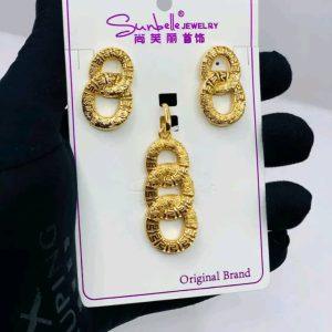 Gold-Tone Stainless Steel Necklace & Earrings Set