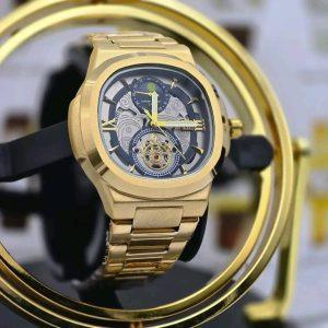 Luxury Gold Skeleton Automatic Wristwatch