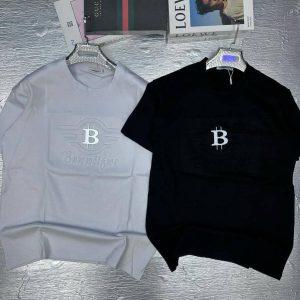 Premium Unisex Embossed Logo Cotton T-Shirt (Black & White)