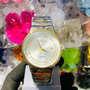 Look-world Gold And Silver Quartz Wristwatch
