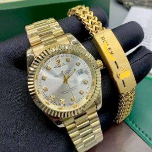 Luxury Gold Rolex Wristwatch And Fashion Bracelet Set
