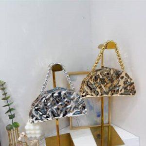 Luxury Metallic Pearl Handle Mini Handbag