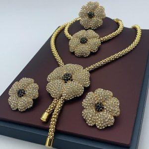 Luxury Floral Crystal Jewelry Set