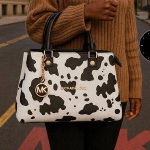 Elegant Cow-Print Designer Tote Bag (MK Inspired)