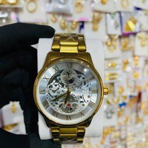 Stunning Gold-Tone Skeleton Unisex Wristwatch