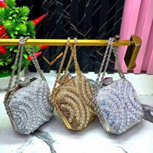 Luxury Crystal Geometric Evening Clutch Bag