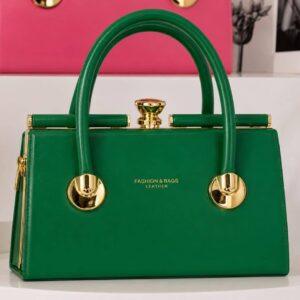Luxury Structured Top Handle Leather Fashion Handbag