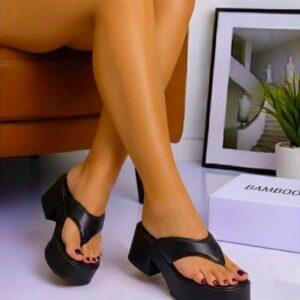 Women's Platform Block Heel Flip-Flop Sandals