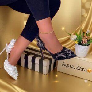 Luxury Ruffle Bow Sling-back Stiletto Aquazzura Heels